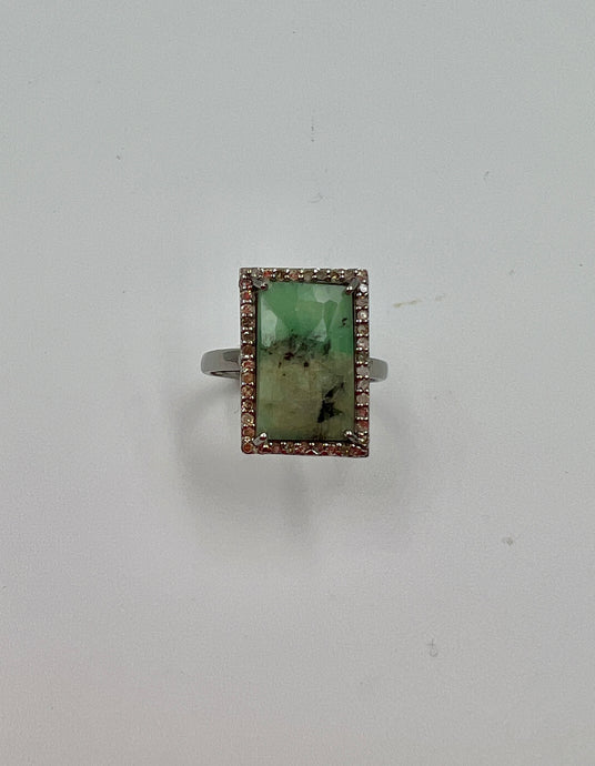 Anillos Rectangular Esmeralda T 16